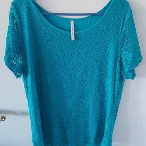 Turquoise lace top
